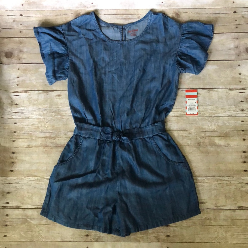 NWT girls chambray romper size 14/16